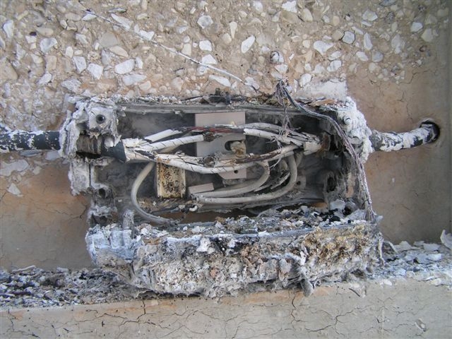 Figure 1: Damaged cables following a fire